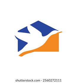 negative space goose house logo icon