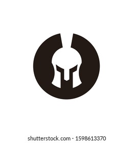 Negative space Greek warrior helmet within a circle