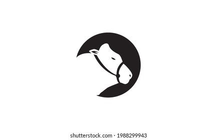 negative space head cow logo symbol vector icon illustration graphic design