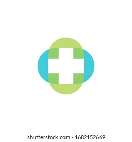 negative space health cross symbol and overlapping color 