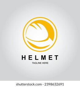 Negative Space Helmet Logo Design Template.