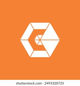 Negative Space Hexagon Letter C logo design vector template