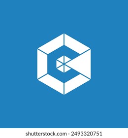 Negative Space Hexagon Letter C logo design vector template
