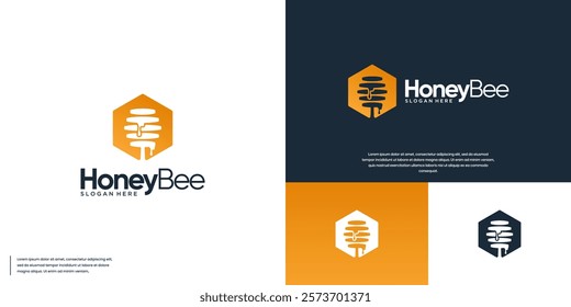 negative space honeycomb logo, natural health liquid, graphic design template.