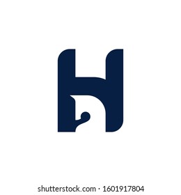 Negative space horse within the letter H