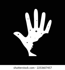 negative space human with hand hope night logo design vector icon illustration template