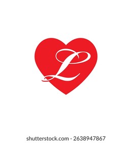 Negative Space Initial Letter L With Heart Logo Design