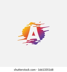 Negative Space Initial Letter A logo, Brush Splash Vector Design.