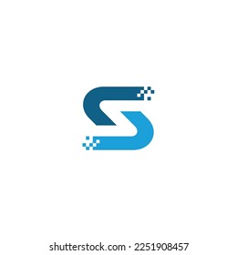 Negative Space Initial Letter S Pixel Vector Logo