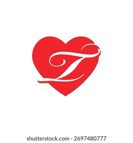 Espacio Negativo Letra Inicial T, Diseño de Logo de Corazón