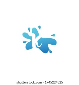 Negative Space K letter logo icon in water splash shape design template.