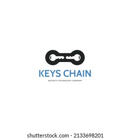 Negative space keys on chain minimal modern company logo icon sign symbol design concept. Vector illustration