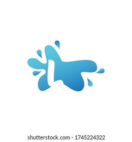 Negative Space L letter logo icon in water splash shape design template.