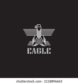 Negative Space Landscape Design. Lineart Eagle Logo Emblem.