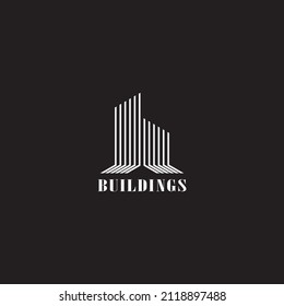 Negative Space Landscape Design. Lineart Building Logo.