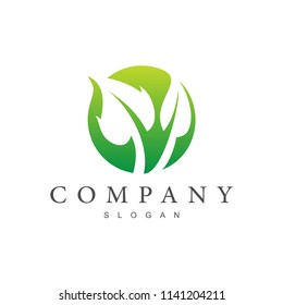 Negative Space Leaf Logo