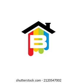 Negative Space Letter B With Colorful house 001