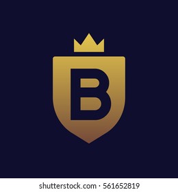 Negative space letter B in shield shape logo.