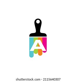 Negative Space Letter A With Colorful Paint Brush 001