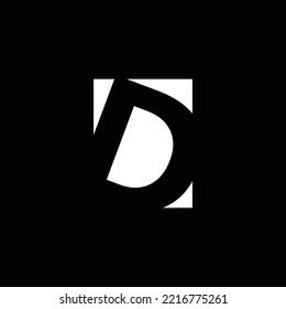 Negative space letter D vector logo on a rectangle. Suitable for personal branding, company, product, and event.