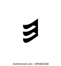 Negative Space Letter E wing flag icon design template elements. Vector sign.
