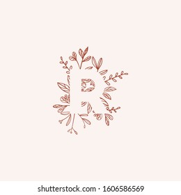 Negative space letter with flowers vector illustration. Isolated letter R made of flowers in elegant style. Outline of the seventh letter of alphabet with thin floral background