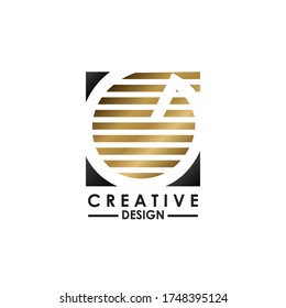 Logo de la letra G del espacio negativa.  Diseño creativo de forma cuadrada de concepto, línea de franja con logotipo de letra G oculta para identidad empresarial inicial.