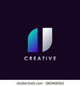 Negative Space I letter initial  logo template design for brand identity.