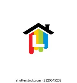 Negative Space Letter L With Colorful house 001
