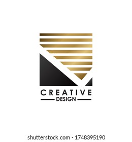 Negative Space Letter L logo.  Creative design concept square shape, stripe  line with hidden letter L logo for initial, business identity.