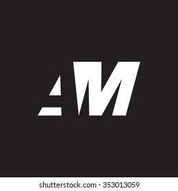 AM negative space letter logo black background