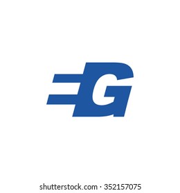 EG negative space letter logo blue