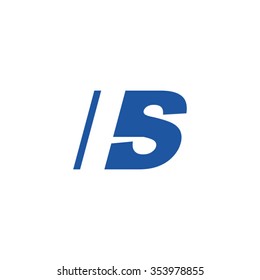 IS negative space letter logo blue