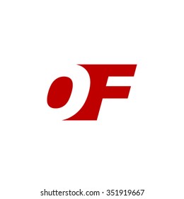 OF negative space letter logo red