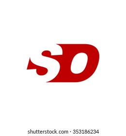 SO negative space letter logo red