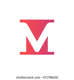 Negative space letter M logo.
