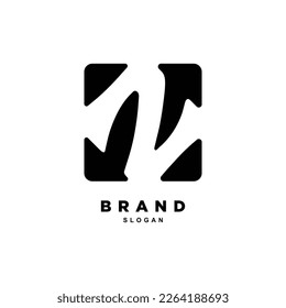 negative space letter N or Z logo design for your brand or business