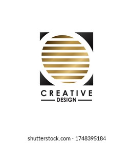 Negative Space Letter O logo.  Creative design concept square shape, stripe  line with hidden letter O logo for initial, business identity.