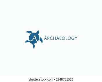 Negative space A letter on turtle logo design concept. Elegant minimal logo vector icon illustration