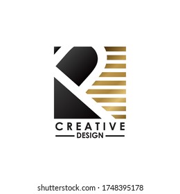 Logo de la letra espacial negativa P.  Diseño creativo de forma cuadrada de concepto, línea de franja con el logotipo P de letra oculta para identidad empresarial inicial.