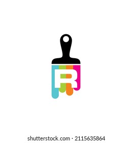Negative Space Letter R With Colorful Paint Brush 001