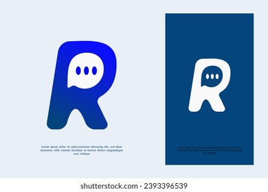 negative space, letter R talk logo design template