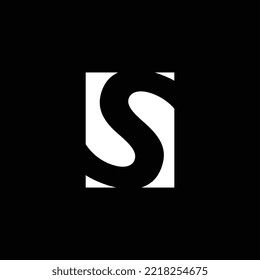 Negative space letter S vector logo on a rectangle. Suitable for personal company, branding, product, and event.