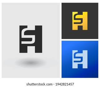 Letra de espacio negativa Símbolo del logotipo SH HS marca del logotipo inicial