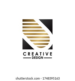 Negative Space Letter U Logo.  Kreatives Design Konzept quadratische Form, Streifen Linie mit verstecktem Buchstaben U Logo für die erste, Business-Identität.