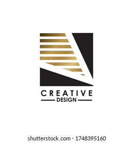 Negative Space Letter V Logo.  Kreatives Design-Konzept quadratische Form, Streifen Linie mit verborgenem Buchstaben V Logo für die erste, Business-Identität.