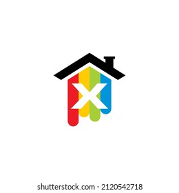 Negative Space Letter X With Colorful house 001