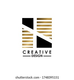 Negative Space Letter X logo.  Creative design concept square shape, stripe  line with hidden letter X logo for initial, business identity.