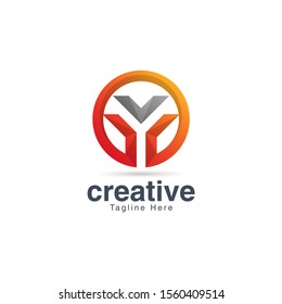 Negative Space Letter Y Logo Design Vector Template