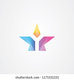 Negative space letter Y with star icon logo